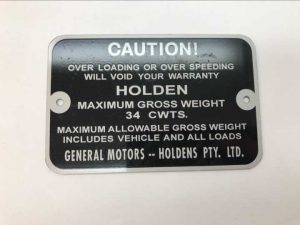 HD-HR Van Gross Vehicle Weight Plate Tag