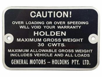 Holden Gross Weight Tag FB UTE Cwts-30