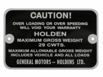 Holden Gross Weight Tag FE FC EJ Ute Cwts-29