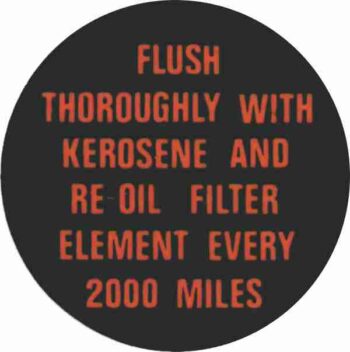 Holden Oil Cap Decal Flush every 2000 Miles